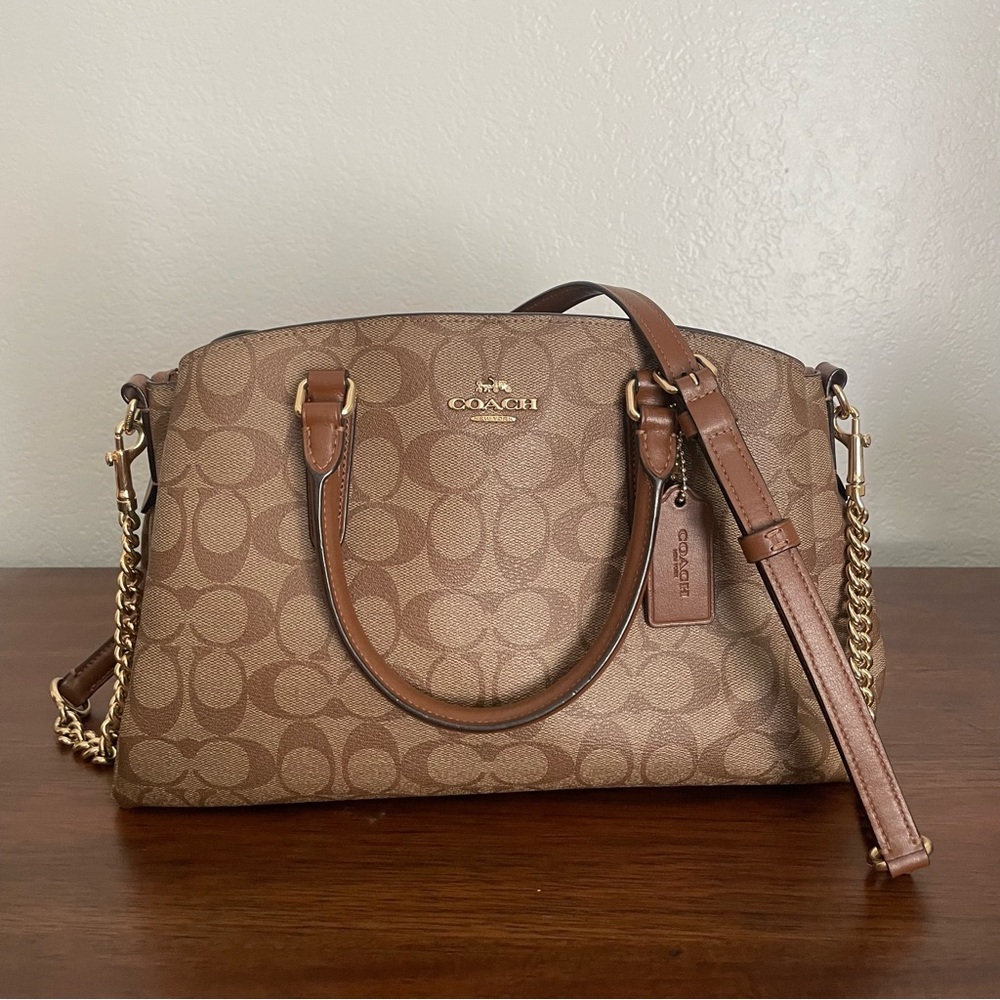 Coach Brown Satchel with Signature Monogram